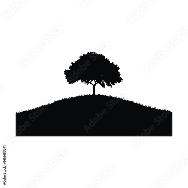 Fototapeta Line summer tree black silhouette of simple minimal vector