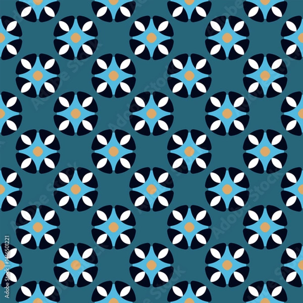 Obraz Luxury background round shapes entangled pattern seamless mosaic texture. Geometric motif simple oval tile geometrical design. Paper, fabric, textile, wallpaper. Easy to recolor all over print block.