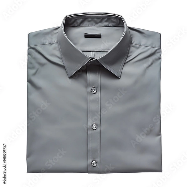 Fototapeta Stylish Gray Casual Shirt for Men – Folded Dress Shirt on White Background