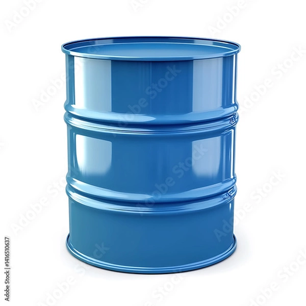 Fototapeta The image shows a shiny blue oil container .