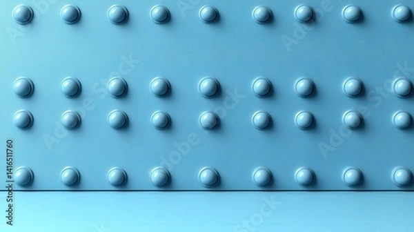 Fototapeta Abstract Blue Background with 3D Hemispherical Studs - Modern Minimalist Texture