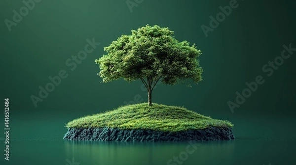 Fototapeta Solitary Tree on a Verdant Isle A Symbol of Hope and Renewal