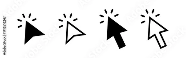 Obraz Vector isolated Arrow Cursor icon set in black outline and fill