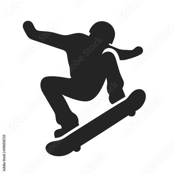 Fototapeta Skateboarding icon vector silhouette illustration isolated on white background