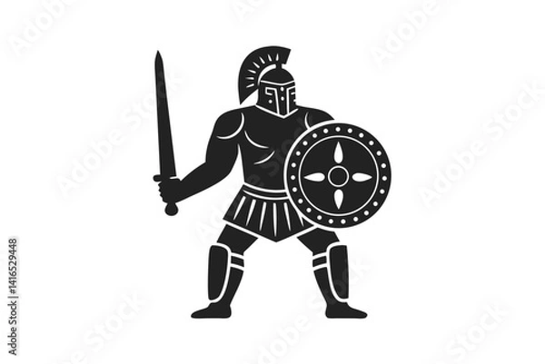 Fototapeta Soldier warrior icon vector silhouette illustration isolated on white background