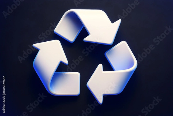 Fototapeta Sleek three dimensional recycling symbol with light and shadow
