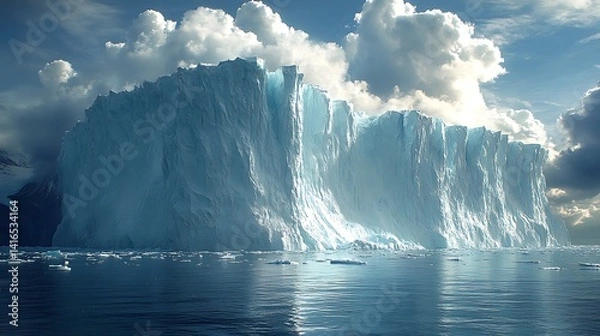 Fototapeta Massive Frozen Glacier Reflects In Pristine Tranquil Waters Photo