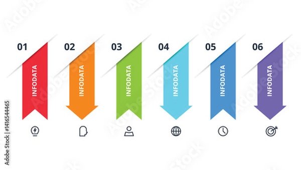 Obraz Workflow concept for infographic with 6 steps, options, parts or processes. Business data visualization.