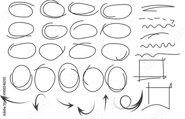 Fototapeta A set of hand drawn vector speech bubbles