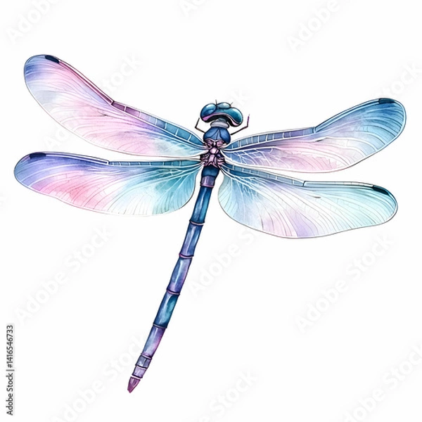 Fototapeta Delicate dragonfly spreads its translucent wings in a serene moment of nature's beauty Generative AI