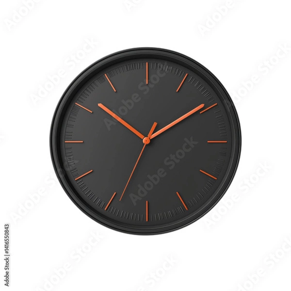 Obraz Wall clock with simple design, isolated on white, time management symbol, office decor object, side copy space