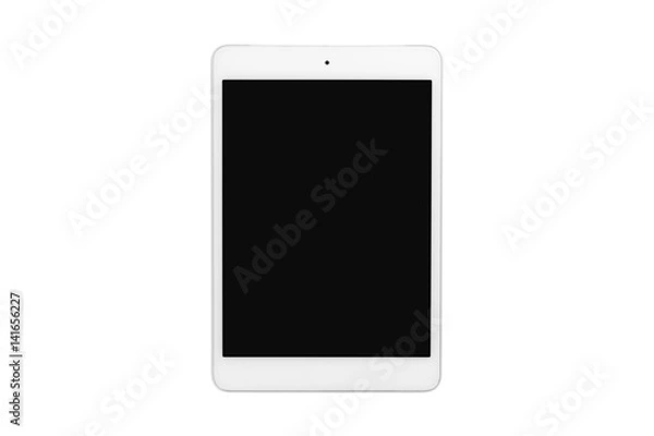 Obraz White tablet computer with blank screen on isolated white background
