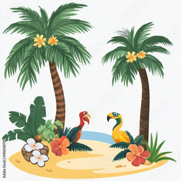 Fototapeta tropical island with palm trees