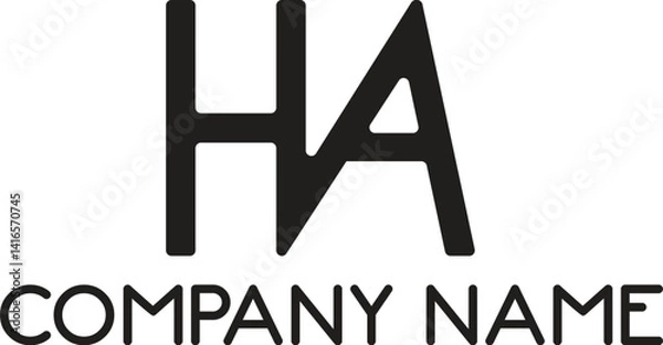 Fototapeta HVA letter logo design and HA letter logo with snowflake icon