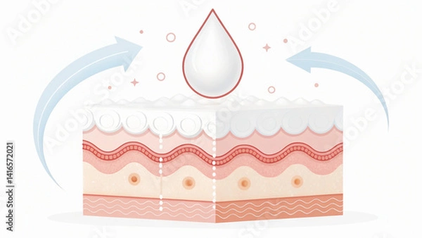 Obraz Skincare diagram showing moisture absorption and circulation in skin layers
