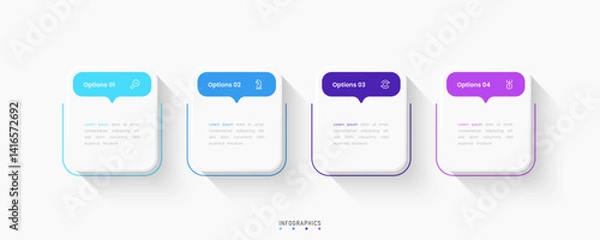 Obraz Vector Infographic label design template with icons and 4 options or steps. Can be used for process diagram, presentations, workflow layout, banner, flow chart, info graph.