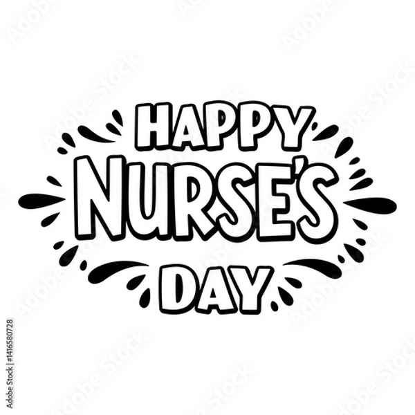 Fototapeta Bold, stylized graphic for Happy Nurses Day.  Suitable for social media, marketing materials, and healthcare-related publications.