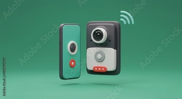 Obraz Smart Home Security System with Wireless Connectivity Featuring Doorbell and Camera for Enhanced Safety