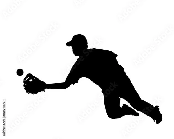 Obraz 守備中の野球選手のシルエット
