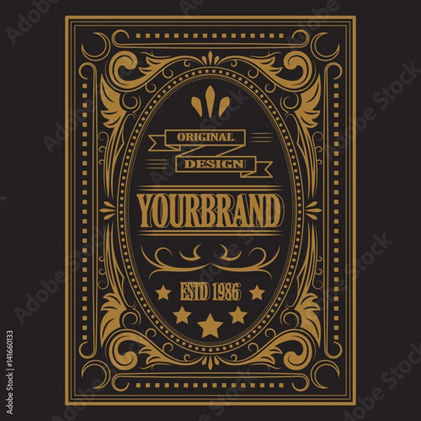 Fototapeta Antique label, vintage frame design, retro logo.