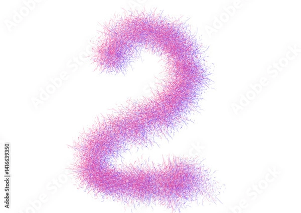 Obraz Abstract Fuzzy Number 2 in Modern Digital Style, Pink and Violet Colors, Isolated Design for Creative Concepts