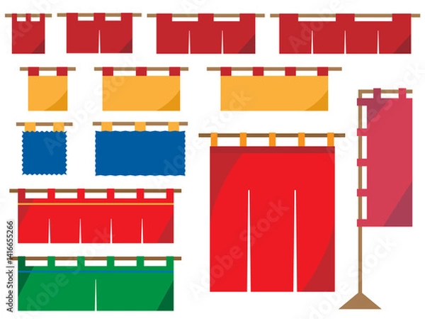 Obraz のれん■のれんと旗のイラストセット