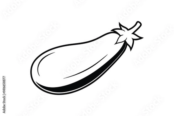 Fototapeta Line art illustration of an eggplant with a smooth oval body.eps