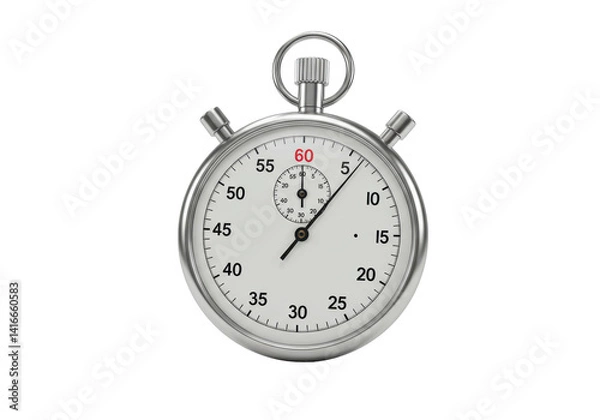 Fototapeta Isolated Classic Silver Chronometer with Stop Button