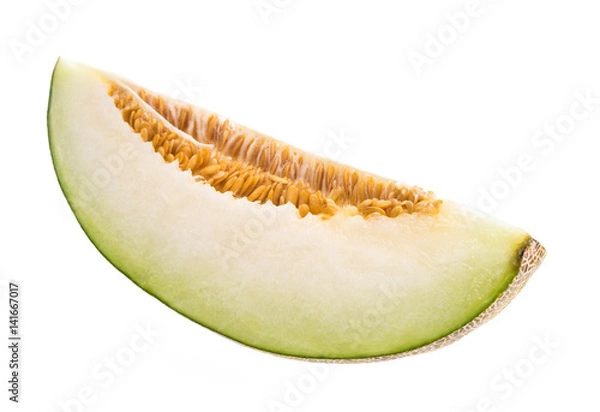 Fototapeta slice of Sharlyn melon a favourite of western Tajikistan and Uzbekistan isolated on white background