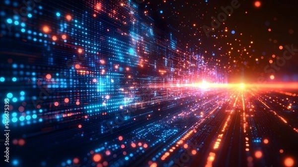 Fototapeta Dynamic digital data stream showcasing futuristic technology.
