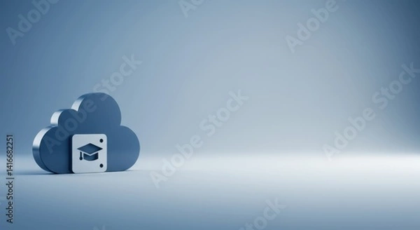 Fototapeta Cloud Based Education Platform Digital Learning Online Courses Graduation