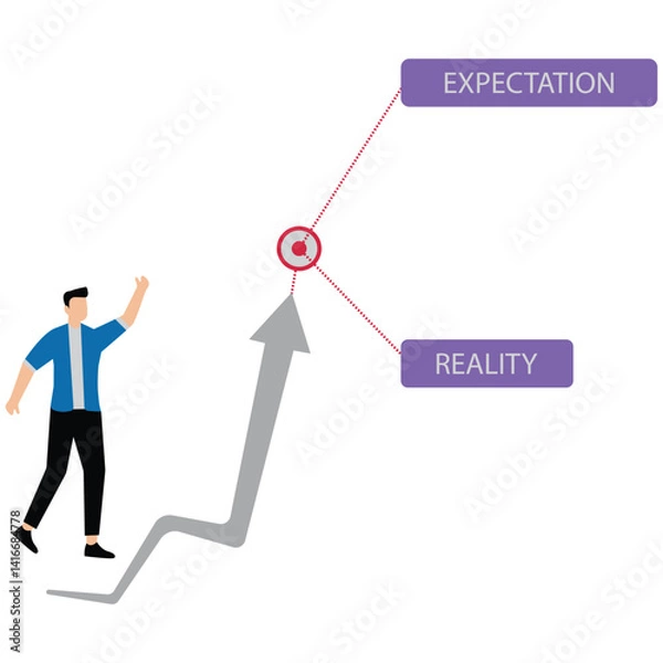 Fototapeta Expectations vs reality concept with business graphs