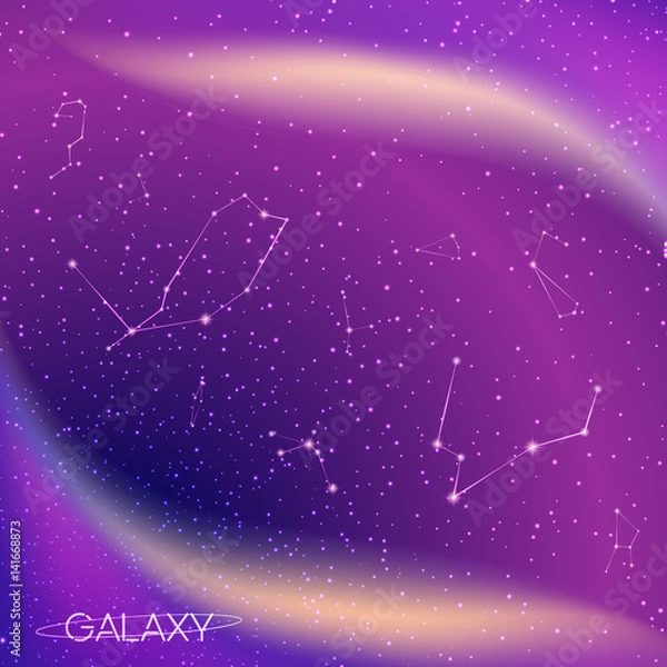 Obraz Abstract galaxy background with star constellations, milky way, stardust, nebula and bright shining stars. Cosmic design