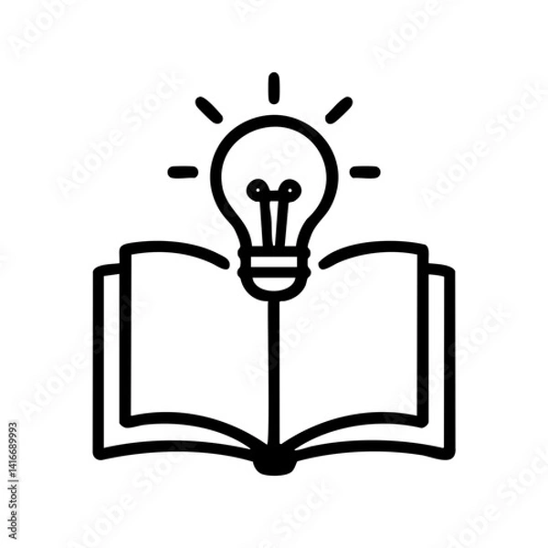 Fototapeta Book and lightbulb icon representing knowledge and ideas