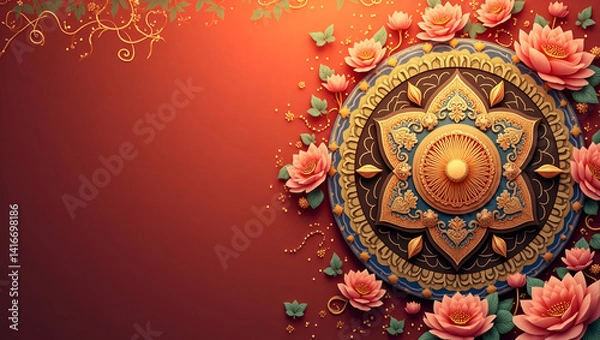 Fototapeta Artistic Vesak: Capturing Sacred Motifs and Cultural Expressions in Vibrant Digital Photography - Explore Our Photo Stock Collection with Space for Your Creative Touch