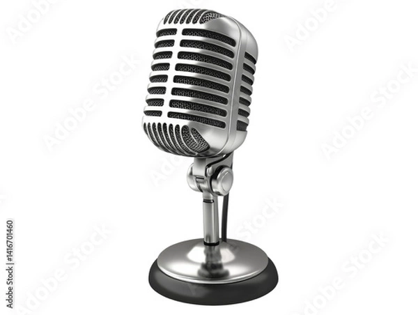 Obraz Vintage microphone isolated on black backdrop, ready for vocal performances