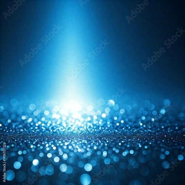 Obraz Sparkling Blue Glitter Background with Bokeh Effect and Radiant Light