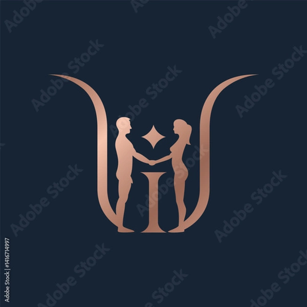 Obraz Luxury Initials UI with Woman and Man Logo Design