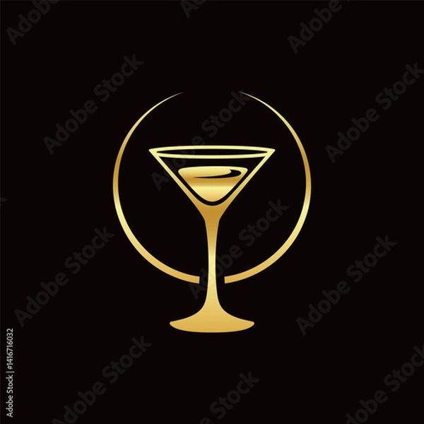 Obraz Minimalist Luxury Wine Glass Logo Vector Illustration