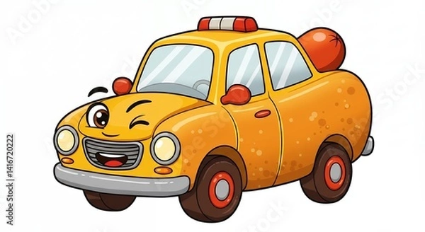 Fototapeta Cute cartoon car illustration for children