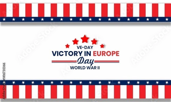 Fototapeta victory in europe day, ve-day with typography and Patriotic colors backdrop. Victory in Europe Day backdrop design