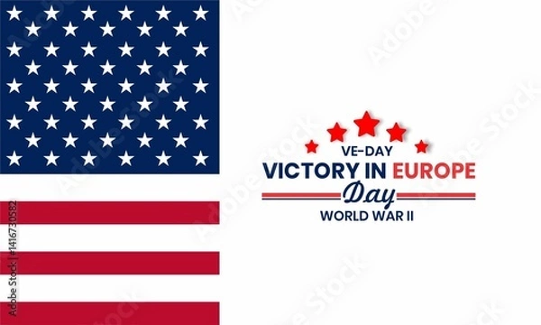 Fototapeta victory in europe day, ve-day with typography and Patriotic colors backdrop. Victory in Europe Day backdrop design