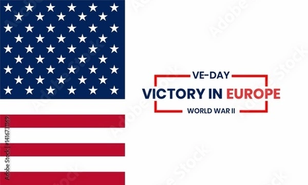 Fototapeta victory in europe day, ve-day with typography and Patriotic colors backdrop. Victory in Europe Day backdrop design