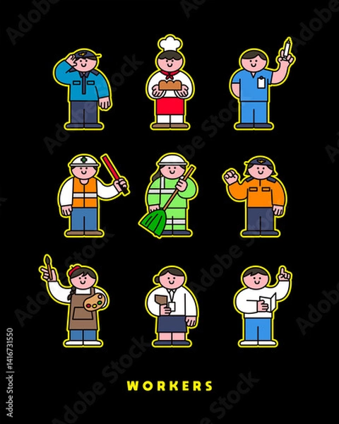 Fototapeta Worker Character Illustrations from Various Industries