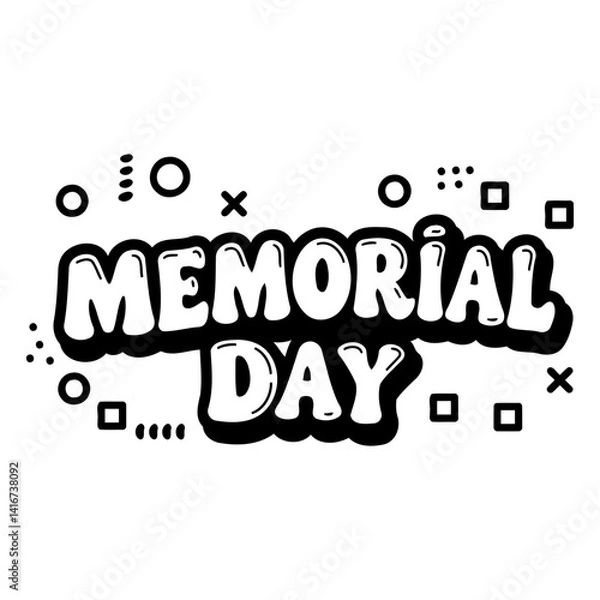 Fototapeta Bold, stylized typography design of "Memorial Day" perfect for marketing or social media; use for advertising, editorial, or print.