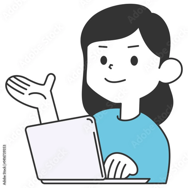 Obraz パソコン操作をしながら案内をする女性