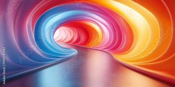 Fototapeta Abstract colorful tunnel background with circles wave ai generated art