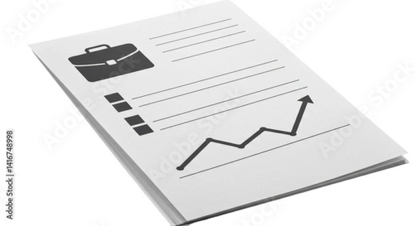 Obraz Isolated Business Document with Graph and Briefcase Icon
