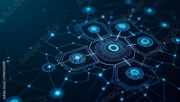 Obraz Detailed Agentic AI Systems Architecture: Structural Diagrams, Integrated Network Frameworks, Advanced Technical Layouts - Optimized for Stock Photography with Empty Space