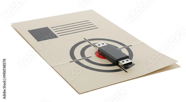 Fototapeta Isolated USB Drive on Top Secret Document